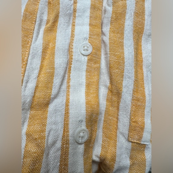 Ava & Viv Women's Short Sleeve Tie Front Midi Shirtdress Yellow White Striped 3X - Picture 6 of 9